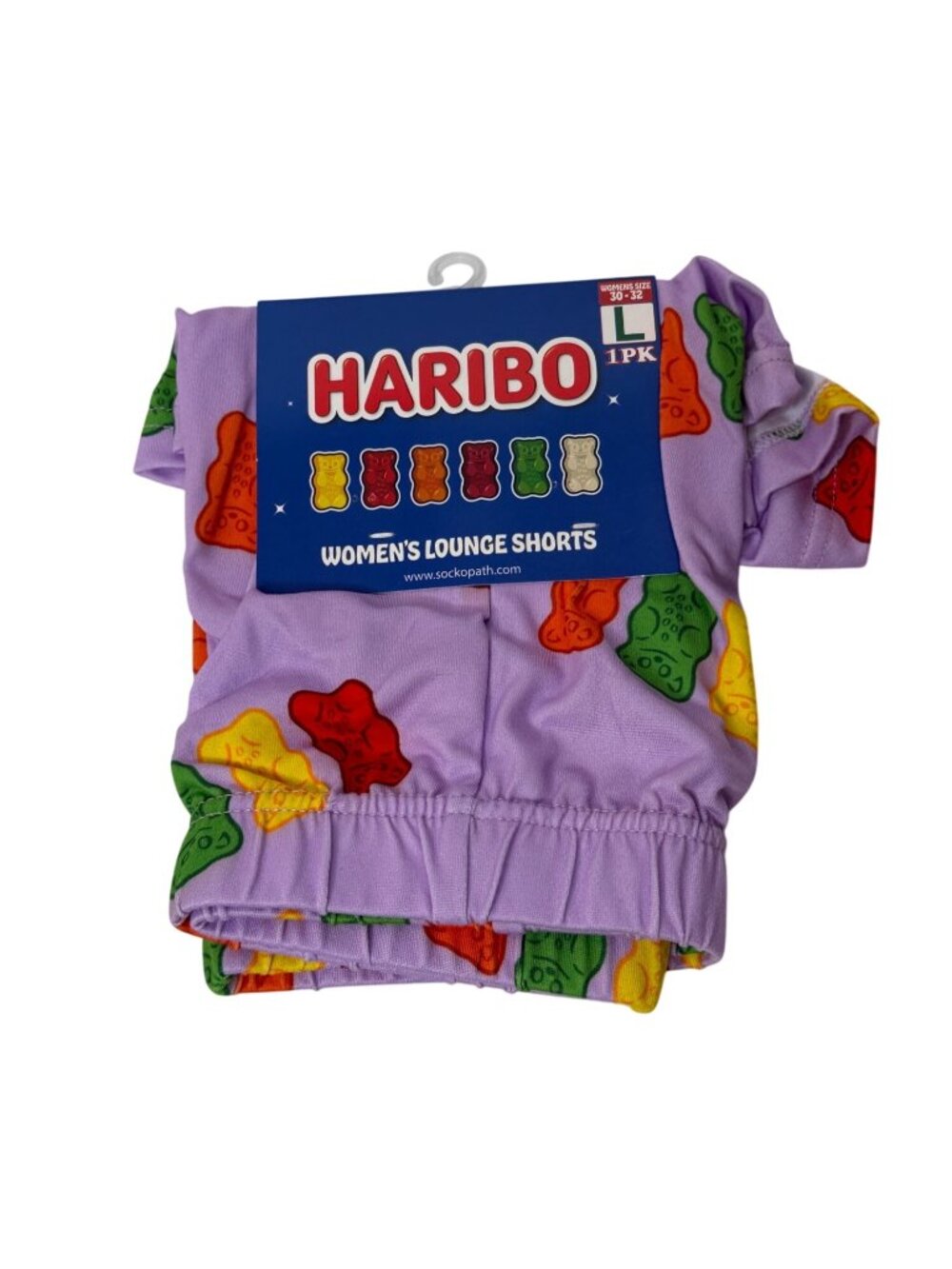 Haribo Gummy Bear Womens Lounge Shorts Size Large Purple Candy Print
